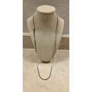 Vintage Extra Long‎ Trifari Herringbone Necklace 29.75" 1980s